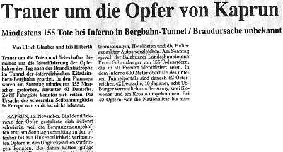 Brandkatastrophe bei Seilbahn in Kaprun